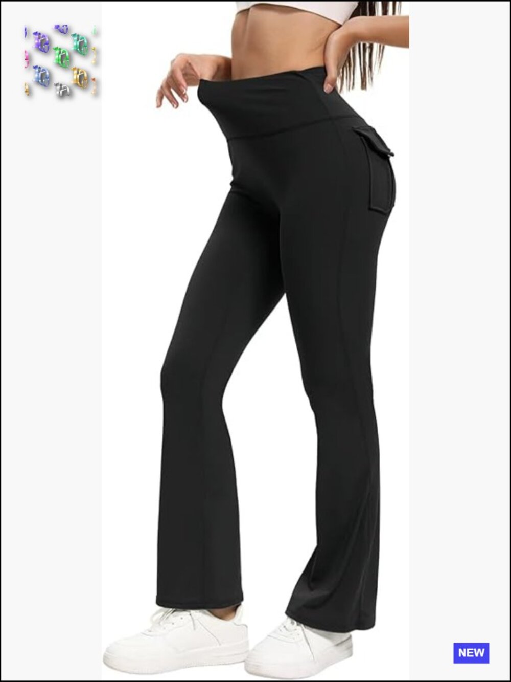 Flare Leggings with Pockets High Waisted Butt Lifting Tummy Control Yoga Pants